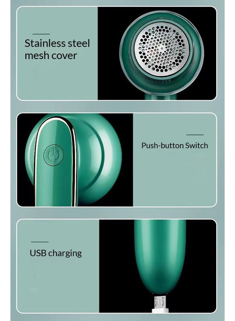 CHIGO Lint Remover,Fabric Shaver, For Clothing Furniture Carpet Lint Balls Bobbles, Includes Cleaning Machine Brush And A Usb Cable, Green - Image 3